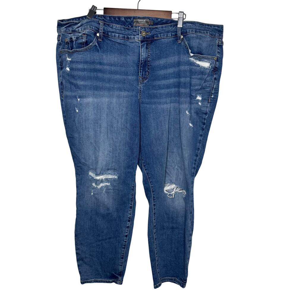 Torrid 26R Mid-Rise Skinny Jeans Distressed Medium Wash Vintage Stretch Denim